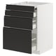 Modern black kitchen cabinet with four drawers and smooth fronts.