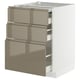 METOD kitchen unit, high gloss dark grey-brown drawers, white base.