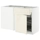 An off-white kitchen cabinet from the METOD system. It a pull-out shelf for easy storage access.