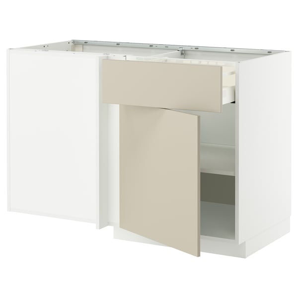 Ikea METOD kitchen base unit, beige, white, rectangular, modern design.
