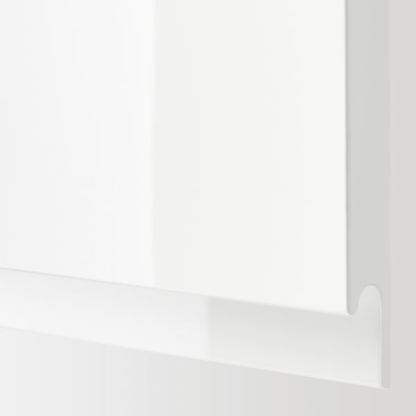 High gloss white kitchen cabinet door with sleek, handleless design showcasing modern style.