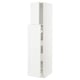 White METOD kitchen cabinet, modern design, smooth surfaces, with axstad fronts, tall and framed.
