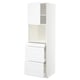 A white METOD kitchen cabinet with drawers and shelves. Its a tall unit with a modern design.