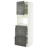 METOD / MAXIMERA Hi cab f micro combi w door/3 drwrs, white/Kalhyttan dark grey concrete effect, 60x60x200 cm