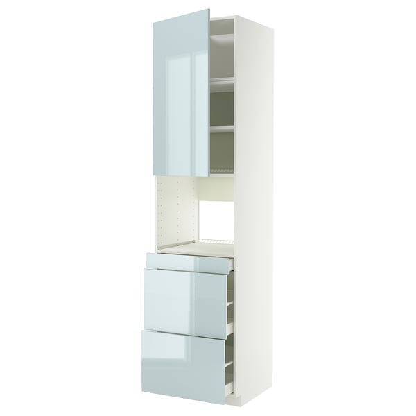 METOD / MAXIMERA Hi cab f micro combi w door/3 drwrs, white/Kallarp light grey-blue, 60x60x240 cm