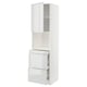 Modern white kitchen unit with high gloss finish, featuring drawers and shelves, part of ikeas METOD line.