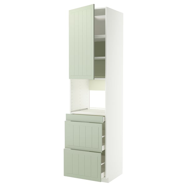 METOD / MAXIMERA Hi cab f micro combi w door/3 drwrs, white/Stensund light green, 60x60x240 cm
