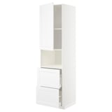 White METOD kitchen cabinet with two drawers and a shelf.