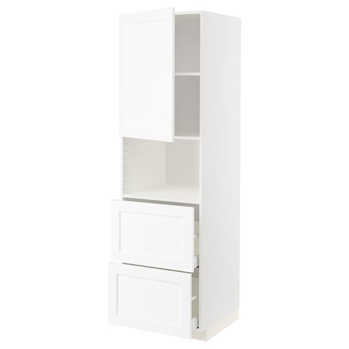 Ikea METOD white kitchen cabinet with drawer and shelves.