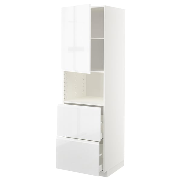 Modern white high gloss kitchen cabinet with top boxes and drawers by ikea.