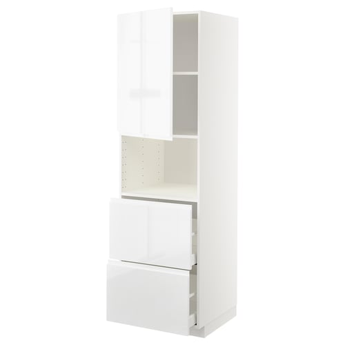 Modern white high gloss kitchen cabinet with top boxes and drawers by ikea.