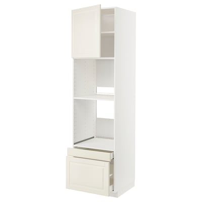METOD white kitchen unit, off-white doors, bevelled edges, adjustable shelves, soft-closing drawers.