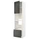 A METOD white kitchen cabinet with dark grey doors, shelves, and drawers.