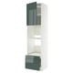Modern kitchen cabinet: METOD with high-gloss grey-green kallarp fronts, white, tall, rectangular, adjustable shelf, soft-close drawers.