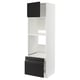 Modern white and black kitchen cabinet, narrow, three shelves.