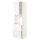 Depicts a white METOD kitchen cabinet with open doors, showcasing a modern design with drawers and shelves.
