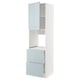 METOD high gloss grey-blue kitchen cabinet with drawers and shelves.