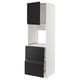 Modern black and white kitchen cabinet with drawers and shelves, slim profile, 3d design with integrated handles.