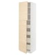 Option: METOD kitchen cabinet, light ash wood, tall, rectangular, two doors, white frame, modern design.