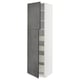 METOD / MAXIMERA Hi cab w 2 doors/4 drawers, white/Kalhyttan dark grey concrete effect, 60x60x220 cm