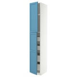 METOD / MAXIMERA Hi cab w 2 doors/4 drawers, white/Lerhyttan blue, 40x60x240 cm