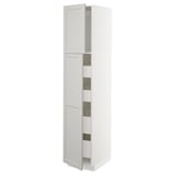 White METOD kitchen cabinet, rectangular, traditional design with bevelled edges and two open doors.