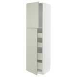 A green METOD kitchen cabinet with two doors and multiple shelves. It has a crafted look and sturdy frame.