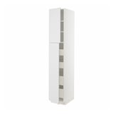 White METOD kitchen cabinet with multiple shelves, sleek design.