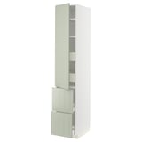 METOD green kitchen unit, tall with drawers & shelves.