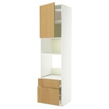 METOD / MAXIMERA High cab f oven/micro w dr/2 drwrs, white/Sinarp oak veneer, 60x60x240 cm