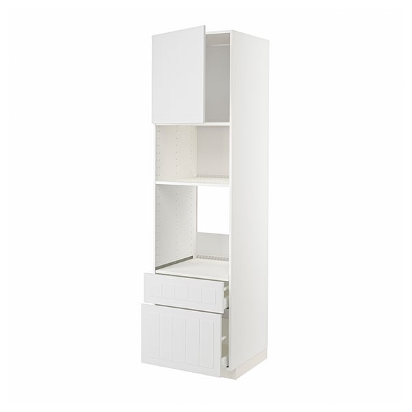 White METOD kitchen unit with drawers and shelves.