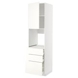 White METOD kitchen unit with drawers and shelves, sleek design.
