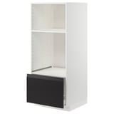 White and black METOD kitchen unit with drawer, adjustable shelf, modern design, sleek handles.