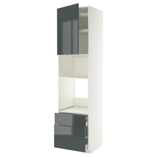 METOD / MAXIMERA High cabinet f built-in appliances, white/Kallarp high-gloss dark grey-green, 60x60x240 cm