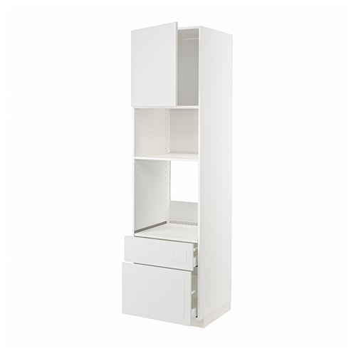 White METOD kitchen unit with drawers and shelves.