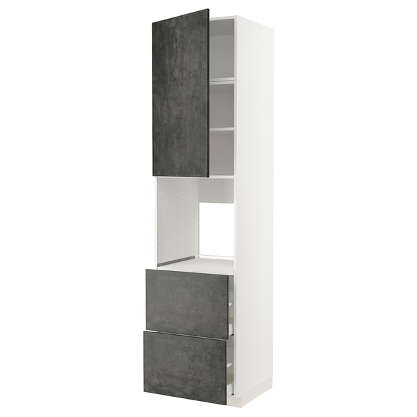 White ikea METOD kitchen unit, dark grey drawers and door, rectangular.