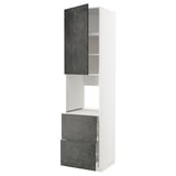 White ikea METOD kitchen unit, dark grey drawers and door, rectangular.