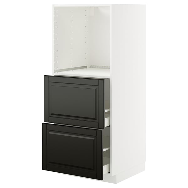 Ikea METOD black drawer unit, sleek modern design, white cabinet, two black drawers.
