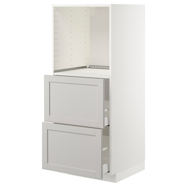 White ikea METOD kitchen unit with drawers and adjustable shelves.