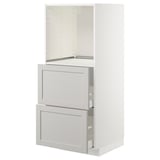 White ikea METOD kitchen unit with drawers and adjustable shelves.