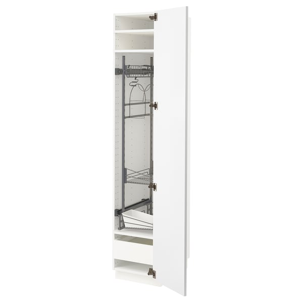 METOD / MAXIMERA High cabinet with cleaning interior, white/Axstad matt white, 40x60x200 cm