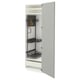Open grey METOD kitchen unit with shelves and accessories.