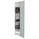 Ikea METOD kitchen cabinet, grey-blue, high-gloss, open, with shelves and drawers.