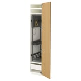 METOD / MAXIMERA High cabinet with cleaning interior, white/Sinarp oak veneer, 40x60x200 cm