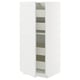 White METOD kitchen cabinet, sleek design with glass shelves, modern and sturdy.