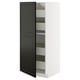 METOD white cabinet with black door, sleek design, adjustable shelves, soft-closing drawers.