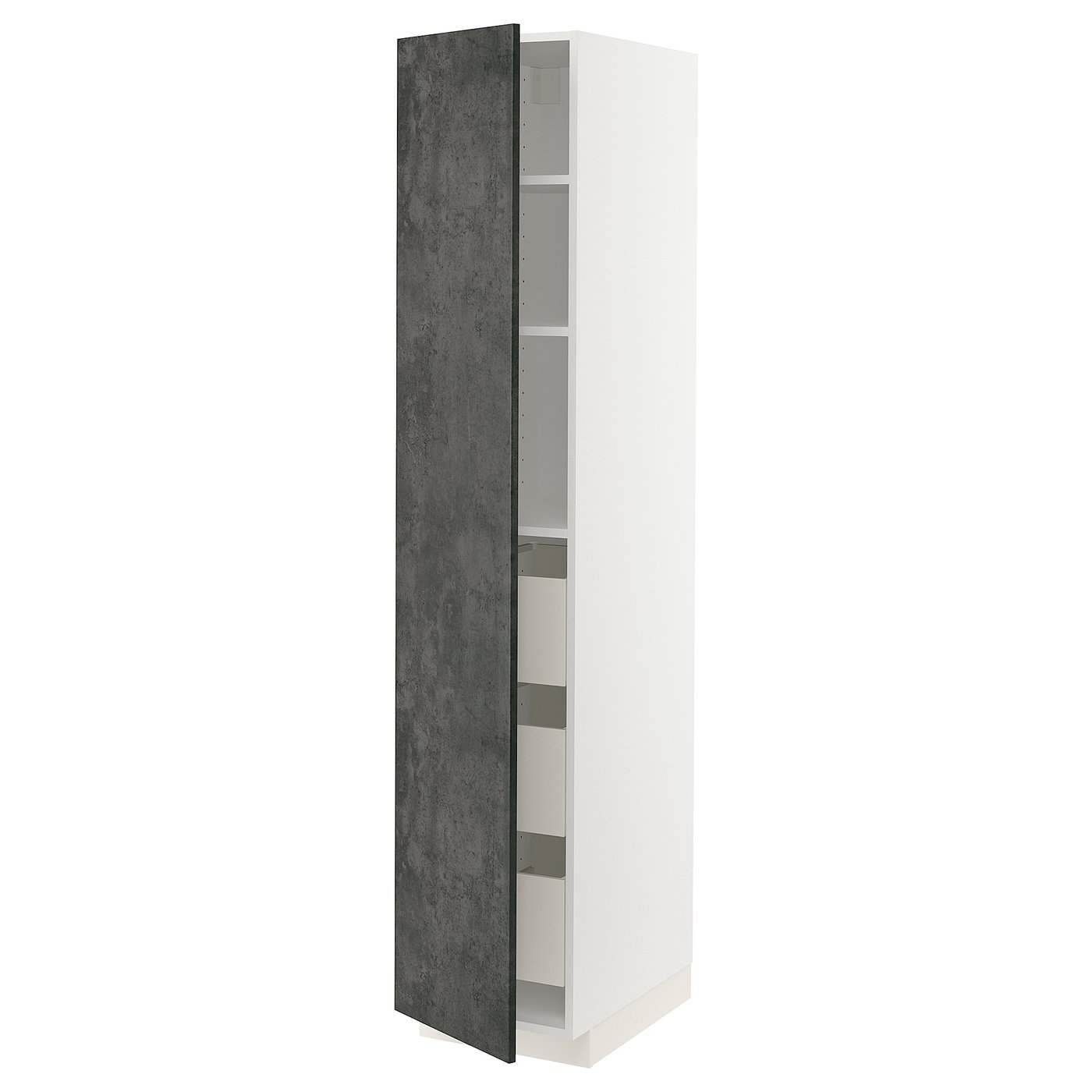 METOD / MAXIMERA high cabinet with drawers, white/Kalhyttan dark grey ... - Grey Concrete Mini And Maxim Sided Rooms