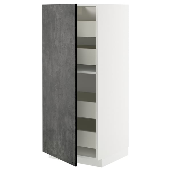 METOD white cabinet, grey door, modern urban design, adjustable shelves.