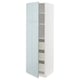 METOD kitchen cabinet in high-gloss grey-blue with adjustable shelves and soft-closing drawers.