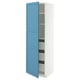 METOD / MAXIMERA High cabinet with drawers, white/Lerhyttan blue, 60x60x200 cm